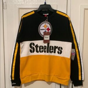 Pittsburgh Steelers Mitchell & Ness Scorer Fleece Crew Sweatshirt